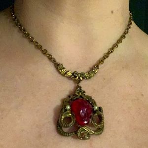 Vintage Czech Brass Tone Snake Necklace